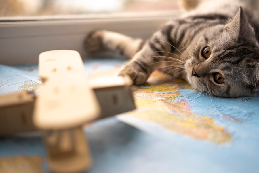 cat playing indoors