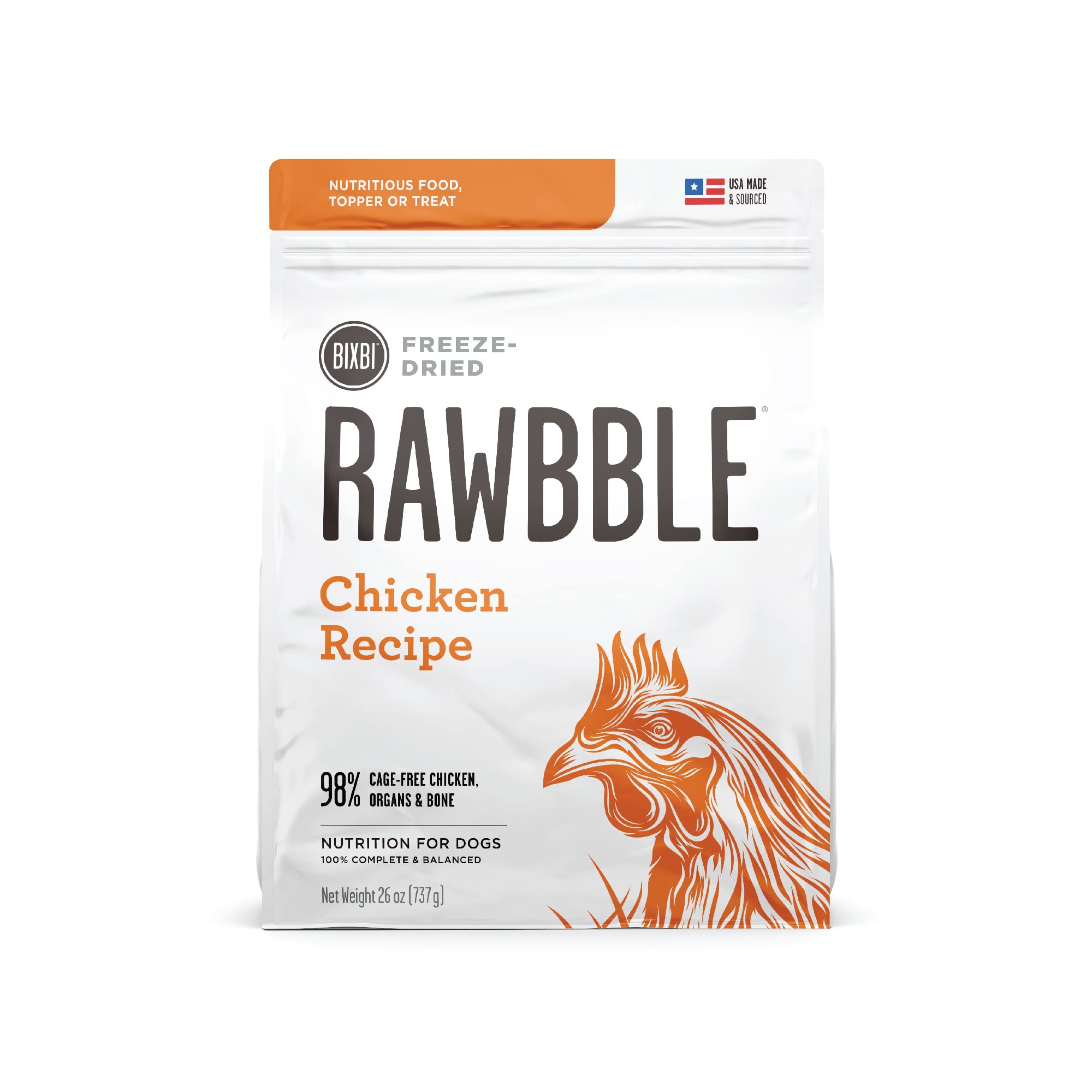 BIXBI Rawbble All-Natural Freeze Dried Dog Food, Chicken, 30 oz