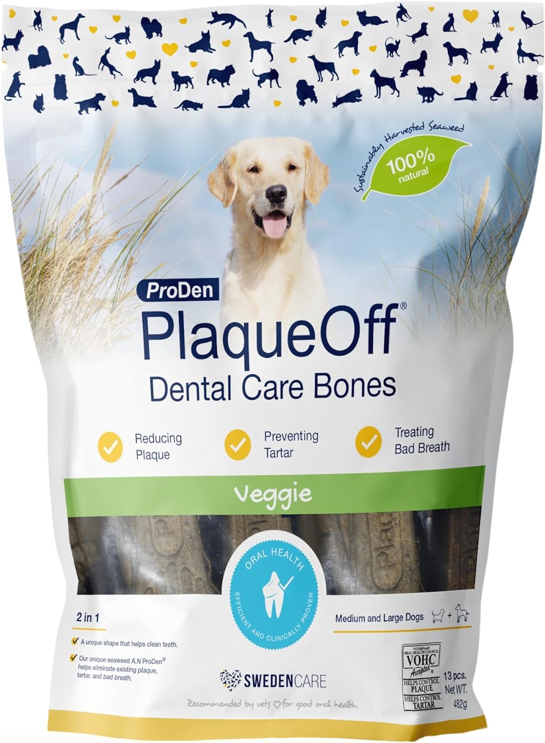 Plaque Off Dental Care Bones Vegetable Fusion 482g