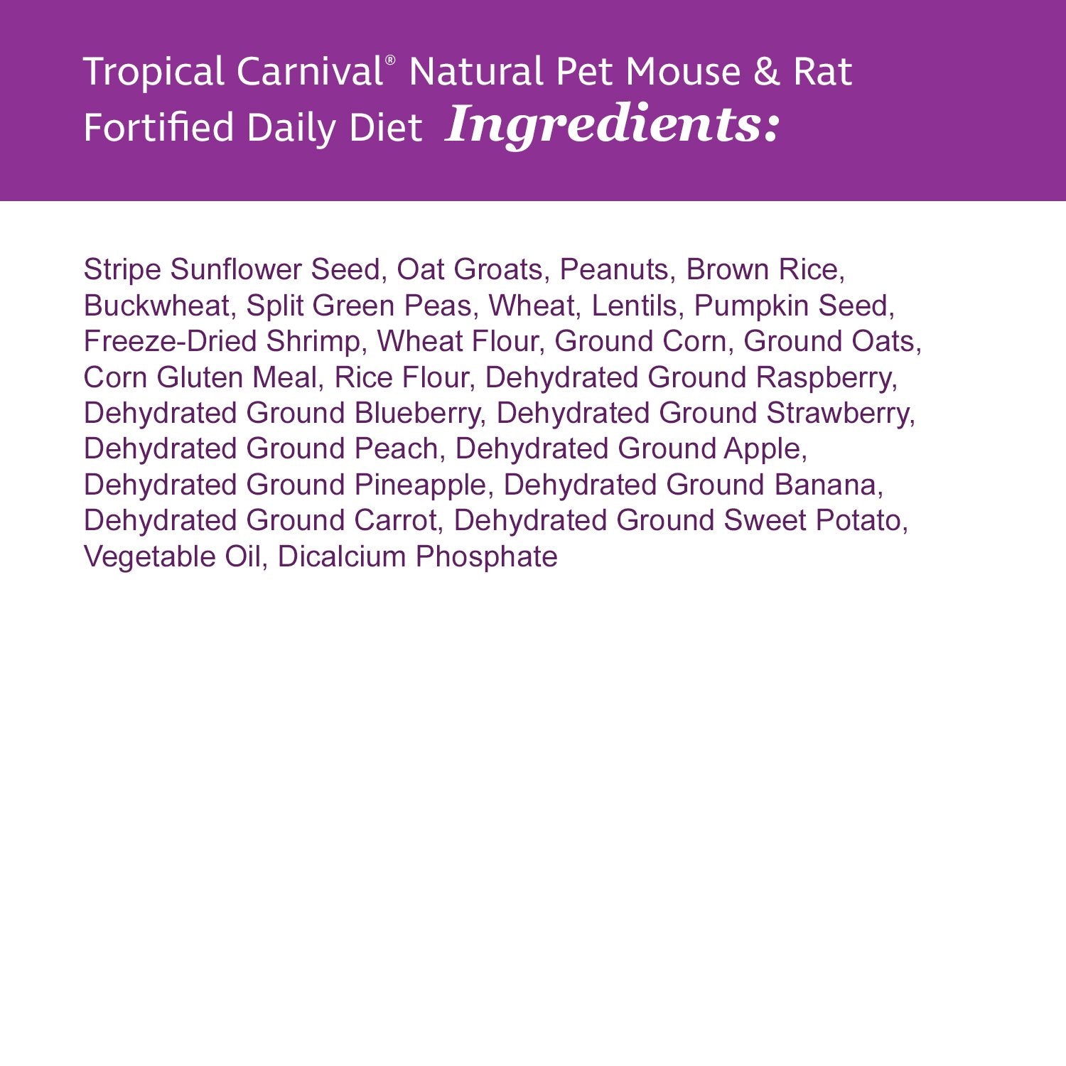 Brown's Tropical Carnival Natural Pet Mouse & Rat Food, 2-lb