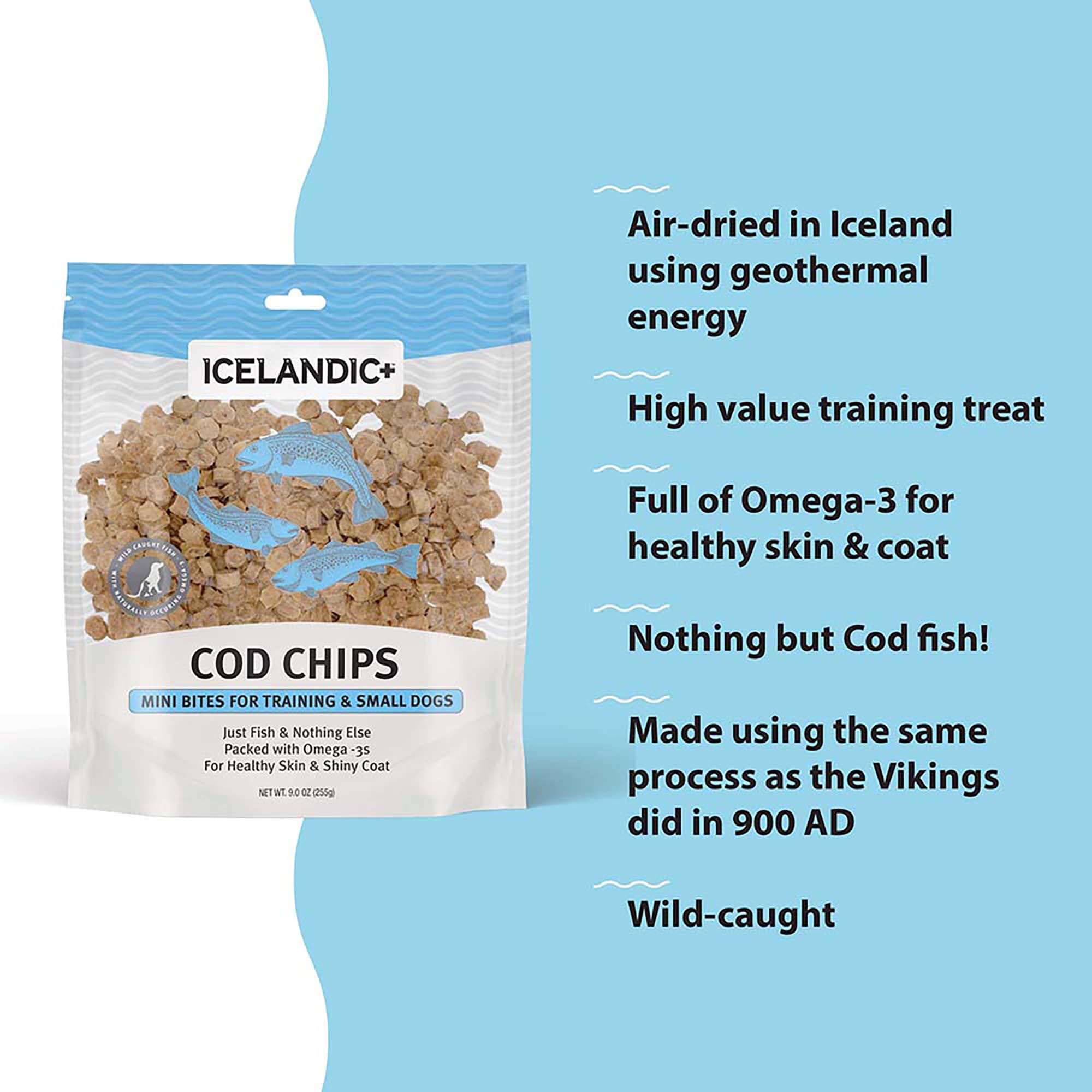 Icelandic+ Cod Mini Fish Chips Treats For Training & Small Dogs 9oz