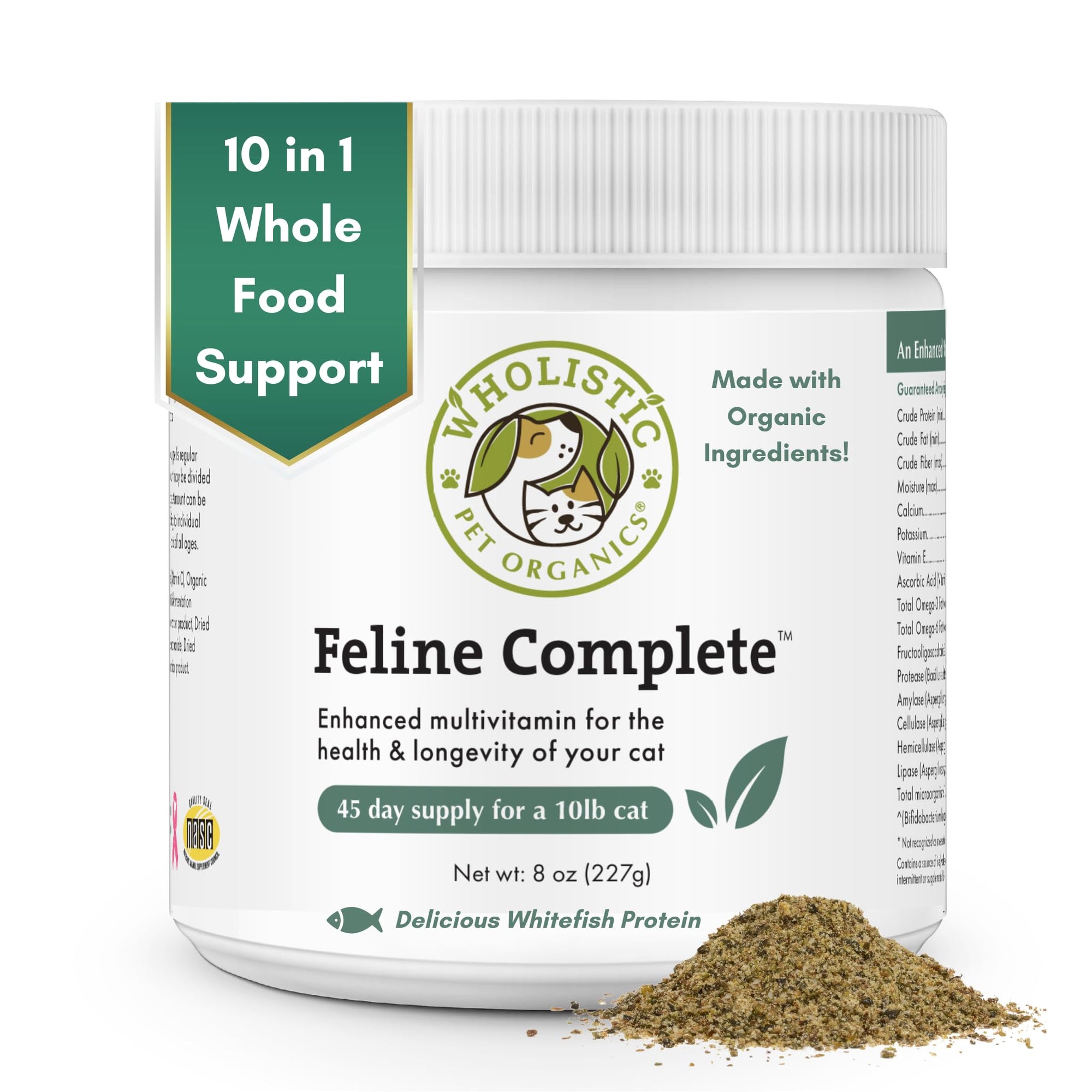 Wholistic Pet Organics Feline Complete: Cat Multivitamins, 60 grams