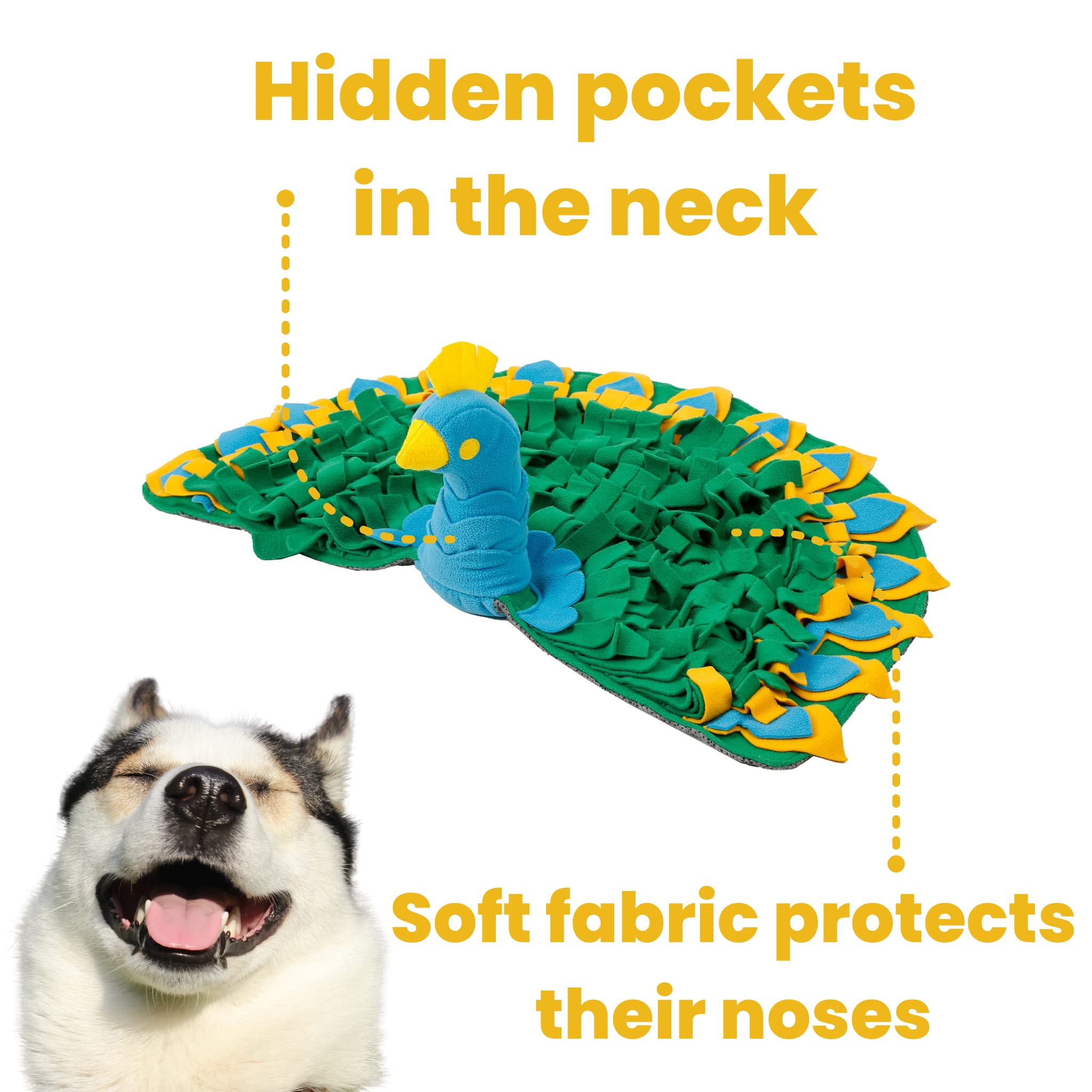 Injoya Peacock Snuffle Mat Dog Puzzle Slow Feeder Toy