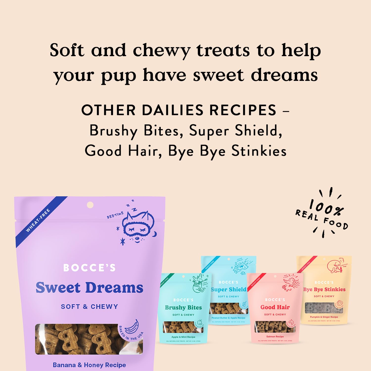 Bocce’s Bakery Dailies Sweet Dreams Dog Treats for Bedtime Support 6 oz