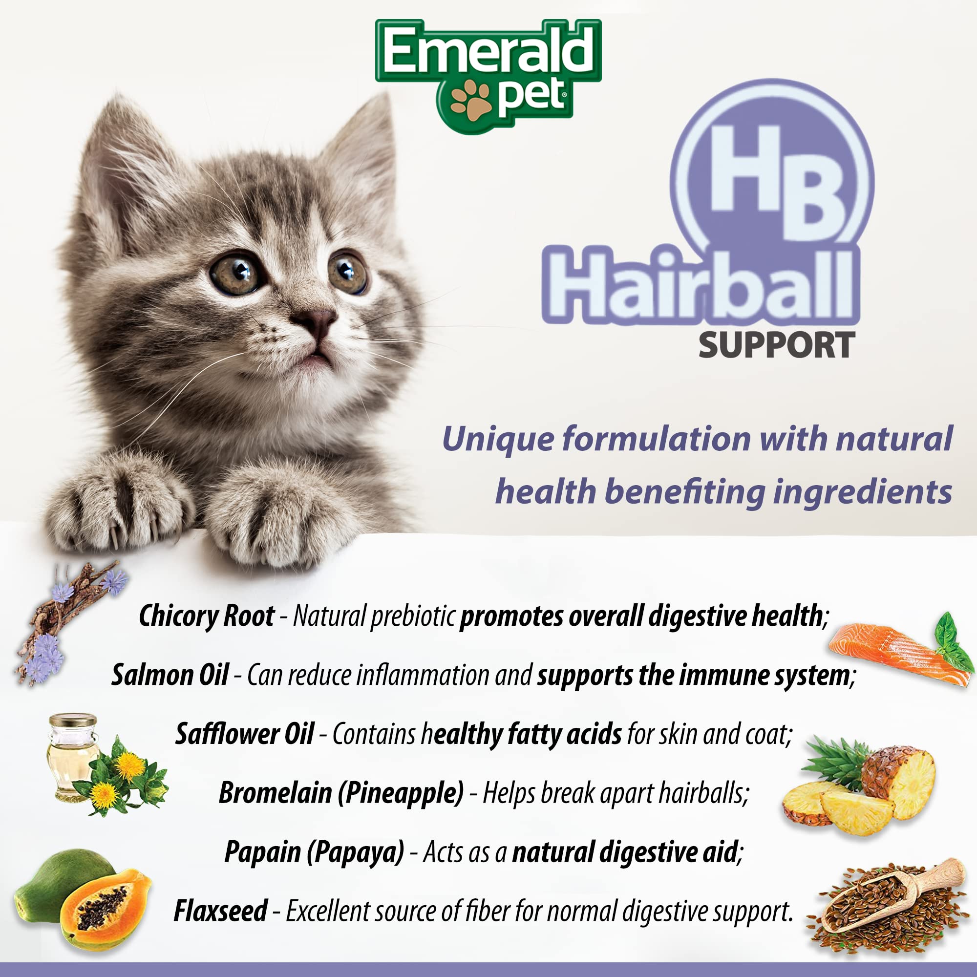 Emerald Pet  Smart 'N Tasty Feline Treats Hairball Formula Chicken 2.5 Oz.