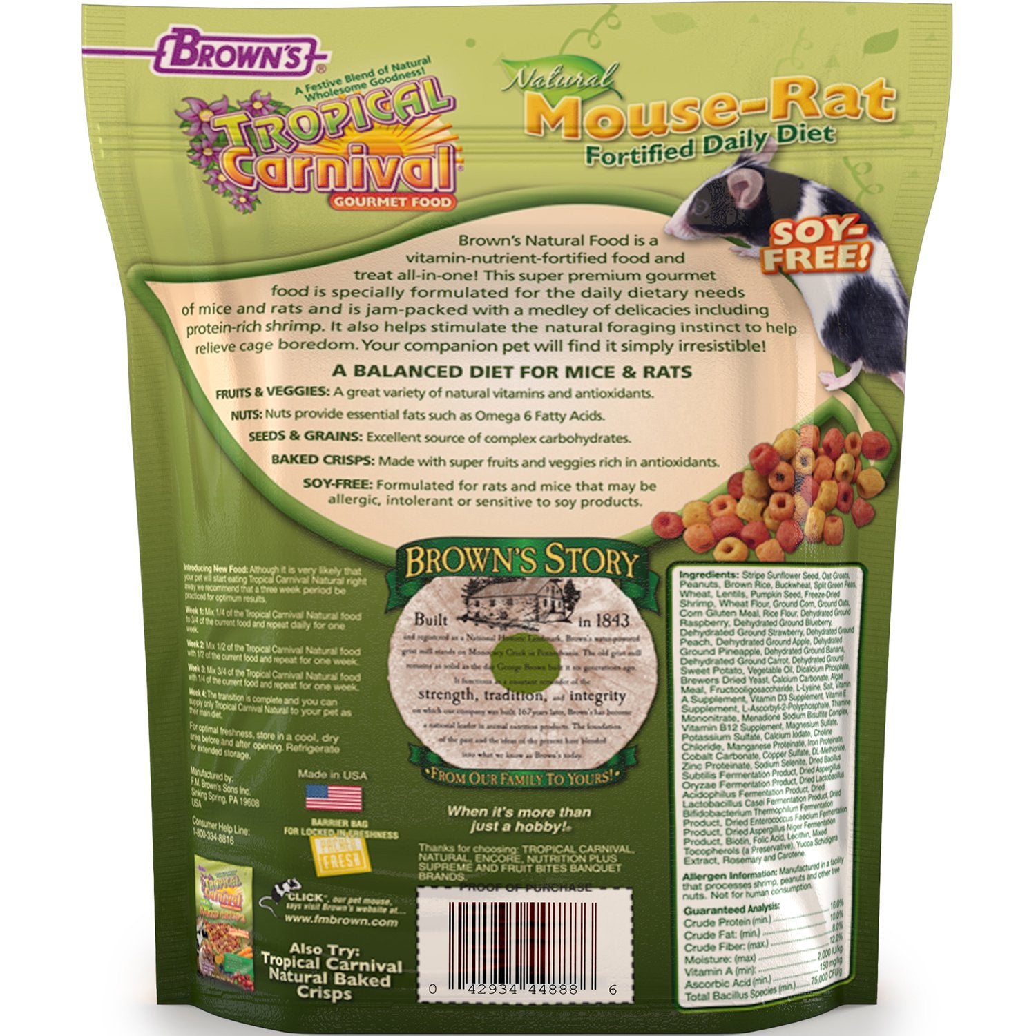 Brown's Tropical Carnival Natural Pet Mouse & Rat Food, 2-lb