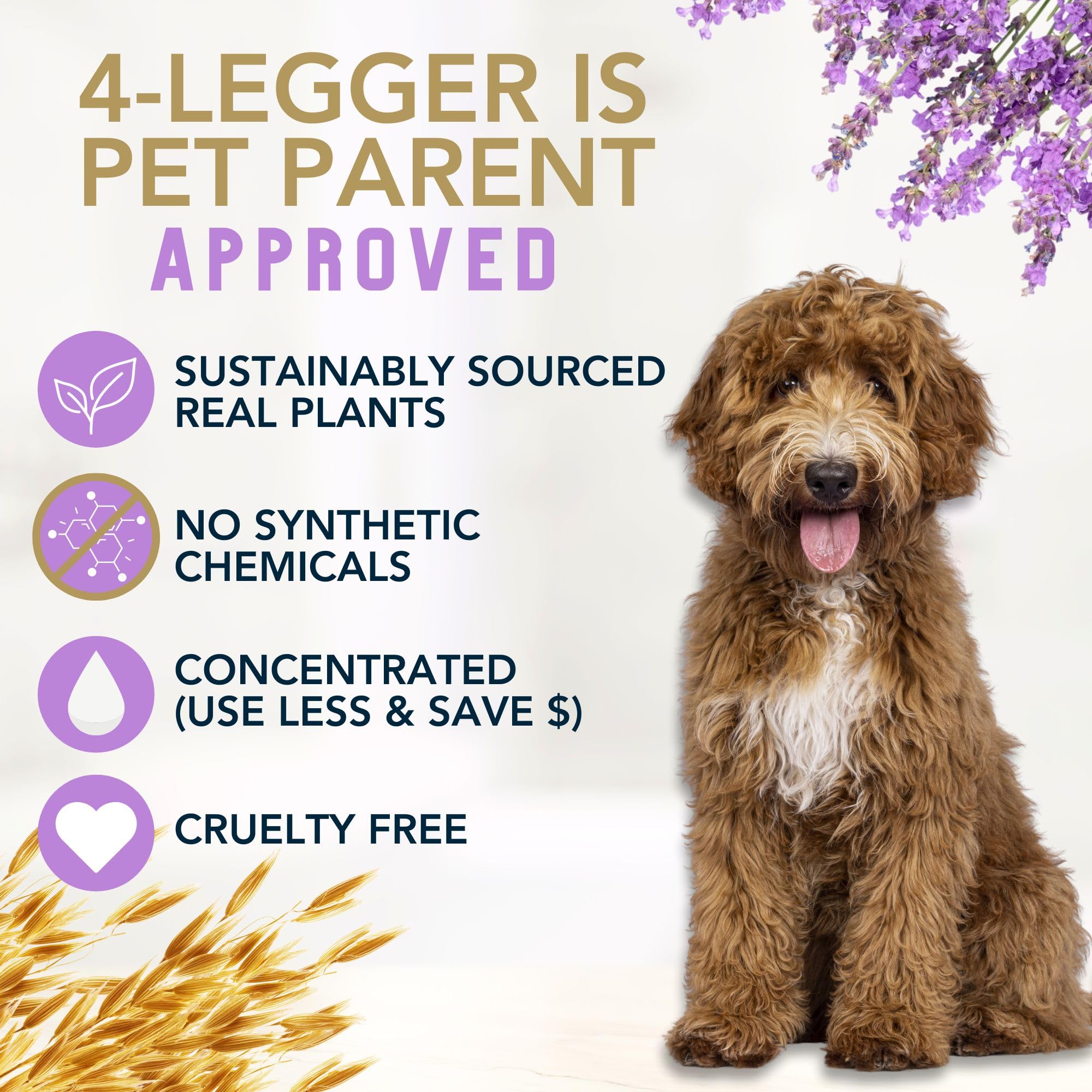 4-Legger Organic Oatmeal w/ Aloe & Lavender Dog Shampoo 16 oz