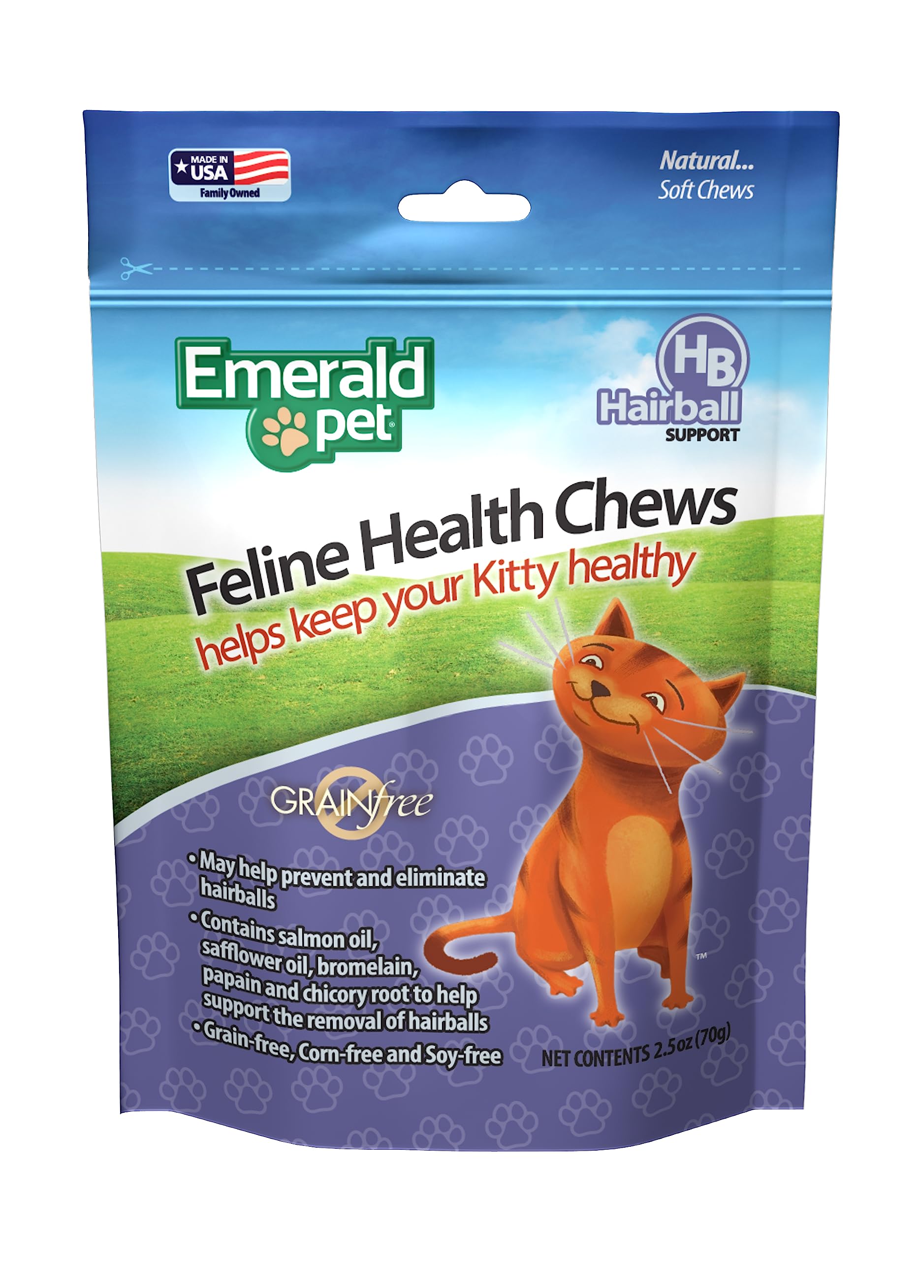 Emerald Pet  Smart 'N Tasty Feline Treats Hairball Formula Chicken 2.5 Oz.