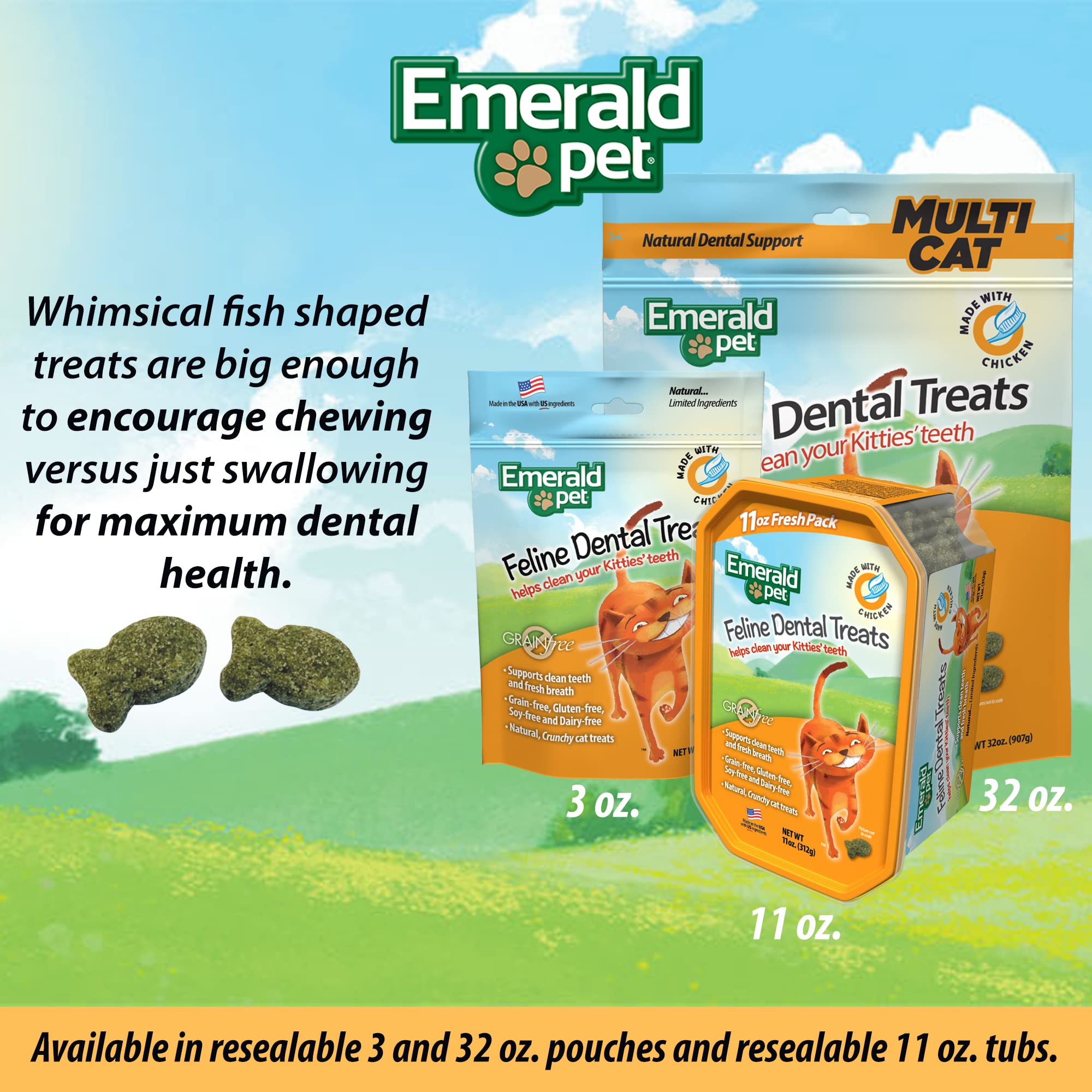 Emerald Pet Cat Dental Treat Chicken 11oz