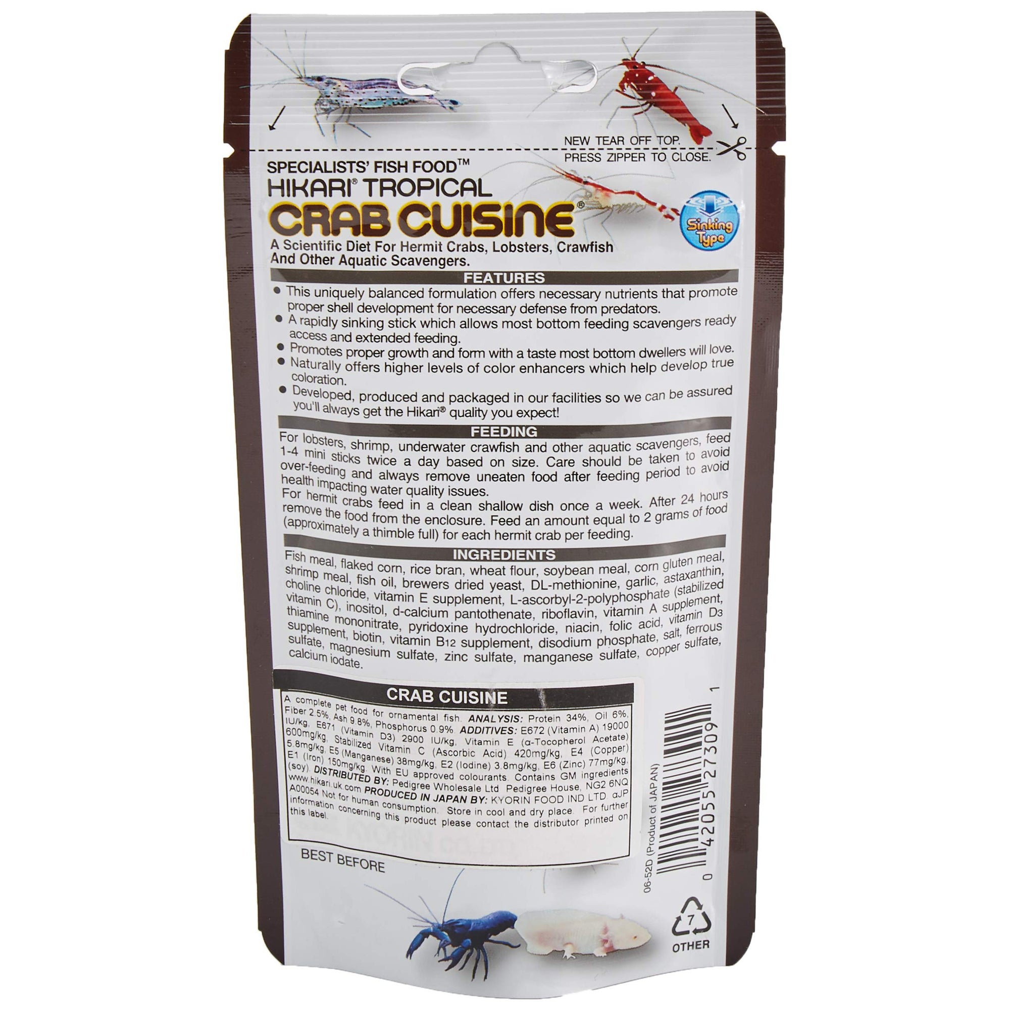 Hikari Crustaceans Crab Cuisine Mineral Enriched Sticks, 50g